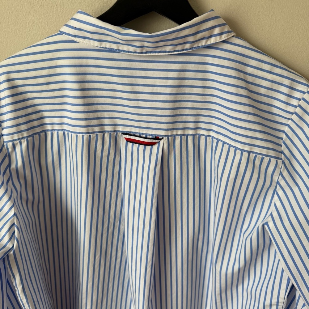 Tommy Hilfiger Women’s Cabana Striped Pleat-Back 100% Cotton Shirt XL - Picture 14 of 15